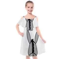 Donkey Ass Funny Nice Cute Floppy Kids  Cut Out Shoulders Chiffon Dress by Sarkoni