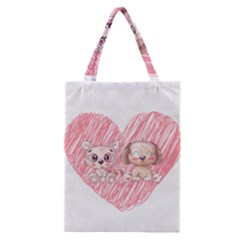 Dog Cat Animal Pet Heart Love Classic Tote Bag