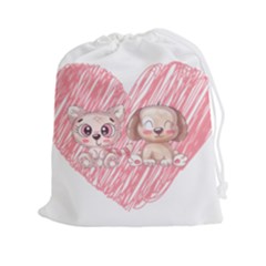 Dog Cat Animal Pet Heart Love Drawstring Pouch (2xl)