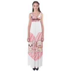 Dog Cat Animal Pet Heart Love Empire Waist Maxi Dress by Sarkoni