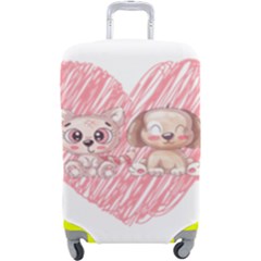 Dog Cat Animal Pet Heart Love Luggage Cover (large) by Sarkoni