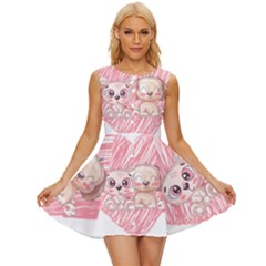 Cat Kitten Feline Pet Animal Cute Sleeveless Button Up Dress by Sarkoni
