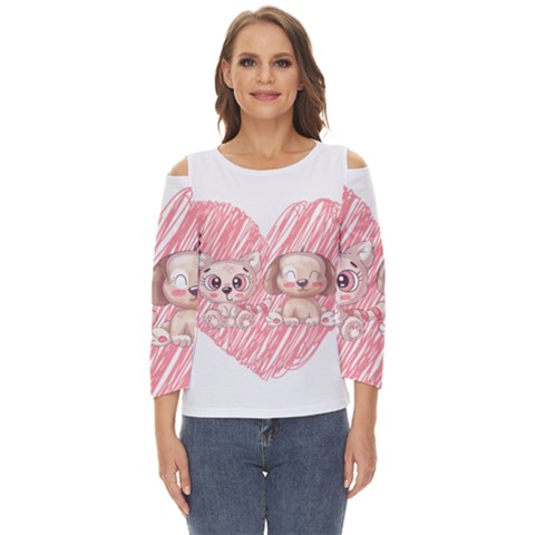 Dog Cat Animal Pet Heart Love Cut Out Wide Sleeve Top by Sarkoni