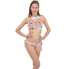 Socks Stockings Christmas Warm Cross Front Halter Bikini Set