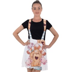 House Pet Animal Cute Velvet Suspender Skater Skirt by Sarkoni