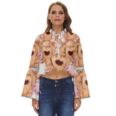 House Pet Animal Cute Boho Long Bell Sleeve Top by Sarkoni