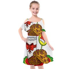 Milk Cookies Christmas Holidays Kids  Cut Out Shoulders Chiffon Dress by Sarkoni