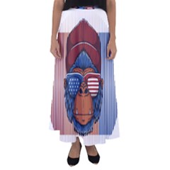 Gorilla Ape Zoo Mammal Usa Flared Maxi Skirt by Sarkoni