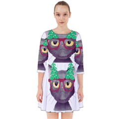 Cute Cat Glasses Christmas Tree Smock Dress