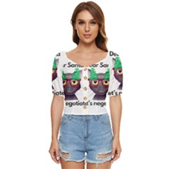 Cute Cat Glasses Christmas Tree Button Up Blouse