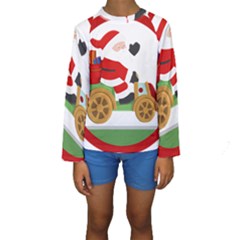 Christmas Santa Claus Kids  Long Sleeve Swimwear