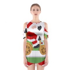 Christmas Santa Claus Shoulder Cutout One Piece Dress