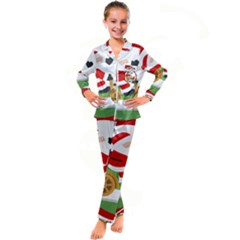 Christmas Santa Claus Kids  Satin Long Sleeve Pajamas Set