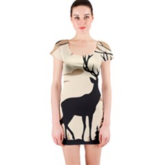 Deer Wildlife Short Sleeve Bodycon Dress