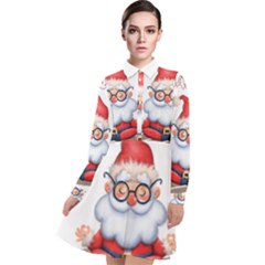 Santa Glasses Yoga Chill Vibe Long Sleeve Chiffon Shirt Dress