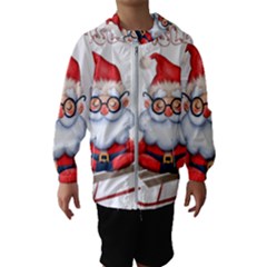 Santa Glasses Yoga Chill Vibe Kids  Hooded Windbreaker