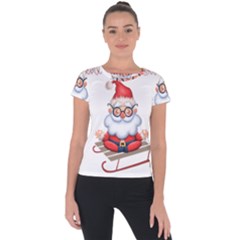 Santa Glasses Yoga Chill Vibe Short Sleeve Sports Top 