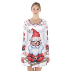 Santa Glasses Yoga Chill Vibe Long Sleeve Velvet V-neck Dress