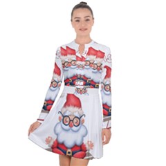 Santa Glasses Yoga Chill Vibe Long Sleeve Panel Dress