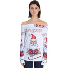 Santa Glasses Yoga Chill Vibe Off Shoulder Long Sleeve Top