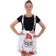 Santa Glasses Yoga Chill Vibe Velvet Suspender Skater Skirt