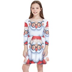 Santa Glasses Yoga Chill Vibe Kids  Quarter Sleeve Skater Dress