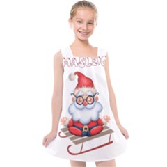 Santa Glasses Yoga Chill Vibe Kids  Cross Back Dress