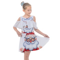 Santa Glasses Yoga Chill Vibe Kids  Shoulder Cutout Chiffon Dress