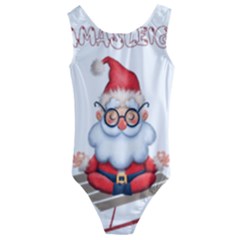 Santa Glasses Yoga Chill Vibe Kids  Cut-Out Back One Piece Swimsuit