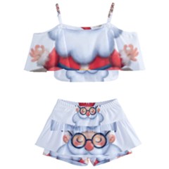 Santa Glasses Yoga Chill Vibe Kids  Off Shoulder Skirt Bikini