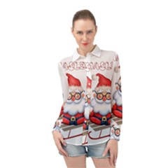 Santa Glasses Yoga Chill Vibe Long Sleeve Chiffon Shirt