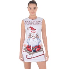 Santa Glasses Yoga Chill Vibe Lace Up Front Bodycon Dress by Sarkoni