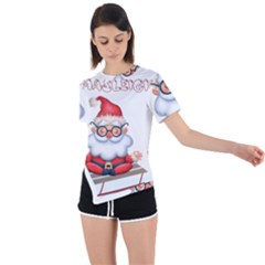 Santa Glasses Yoga Chill Vibe Asymmetrical Short Sleeve Sports T-Shirt