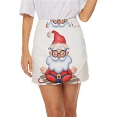 Santa Glasses Yoga Chill Vibe Mini Front Wrap Skirt