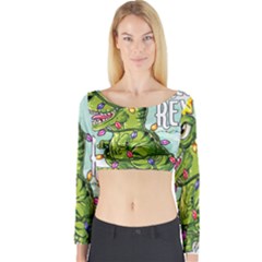 Dinosaur T-rex Dino Tyrannasaurus Long Sleeve Crop Top