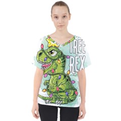 Dinosaur T-rex Dino Tyrannasaurus V-Neck Dolman Drape Top