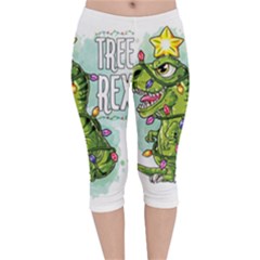 Dinosaur T-rex Dino Tyrannasaurus Velvet Capri Leggings 