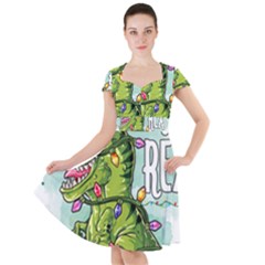 Dinosaur T-rex Dino Tyrannasaurus Cap Sleeve Midi Dress