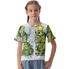 Dinosaur T-rex Dino Tyrannasaurus Kids  Cuff Sleeve Scrunch Bottom T-Shirt