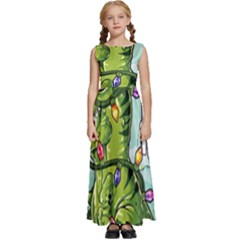 Dinosaur T-rex Dino Tyrannasaurus Kids  Satin Sleeveless Maxi Dress