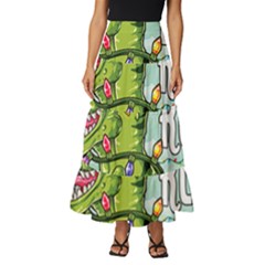 Dinosaur T-rex Dino Tyrannasaurus Tiered Ruffle Maxi Skirt