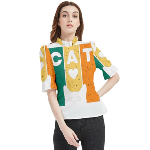 Cat Kitten Pet Animal Feline Cat Frill Neck Blouse by Sarkoni