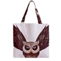 Owl Bird Feathers Zipper Grocery Tote Bag View2