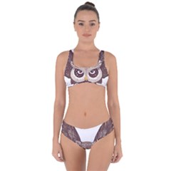 Owl Bird Feathers Criss Cross Bikini Set