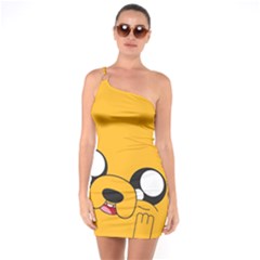 Adventure Time Cartoon Face Funny Happy Toon One Shoulder Ring Trim Bodycon Dress by Bedest