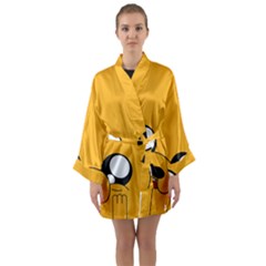 Adventure Time Cartoon Face Funny Happy Toon Long Sleeve Satin Kimono by Bedest
