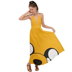 Adventure Time Cartoon Face Funny Happy Toon Backless Maxi Beach Dress