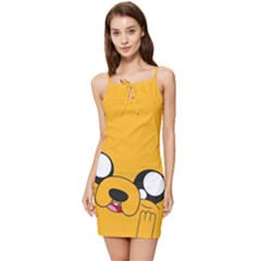 Adventure Time Cartoon Face Funny Happy Toon Summer Tie Front Dress