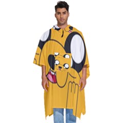 Adventure Time Cartoon Face Funny Happy Toon Men s Hooded Rain Ponchos