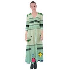 Adventure Time Bmo Beemo Green Button Up Maxi Dress by Bedest